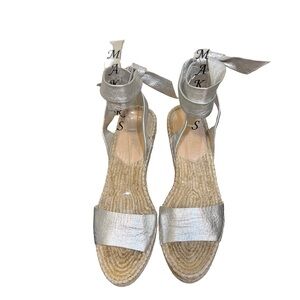 Loeffler Randall Metallic Silver Espadrille Wedges 7.5